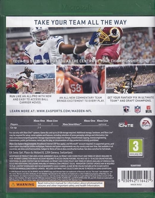 Madden NFL 17 - XBOX One (B Grade) (Genbrug)